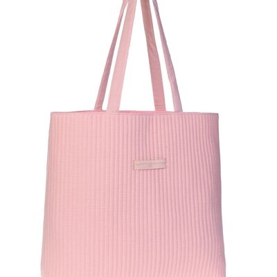 Pink Cotton Gauze Quilted Tote Bag