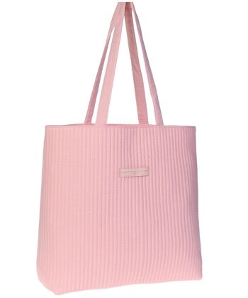 Tote Bag matelassé en Gaze de Coton Rose