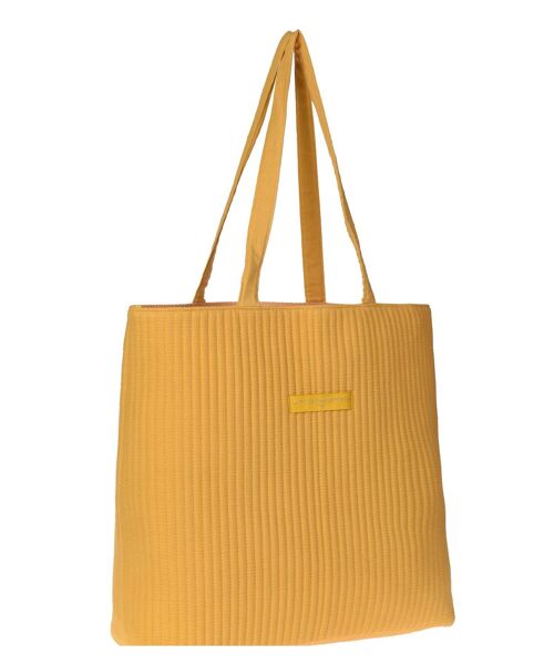 Tote Bag matelassé en Gaze de Coton Jaune