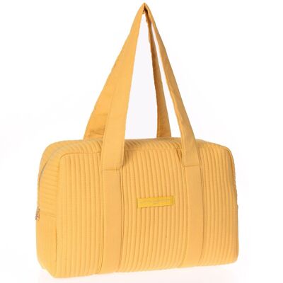 Quilted Weekend Bag in Yellow Cotton Gauze