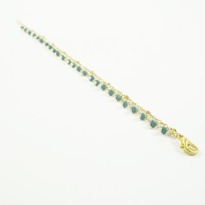Gold and duck blue Rocaille bracelet