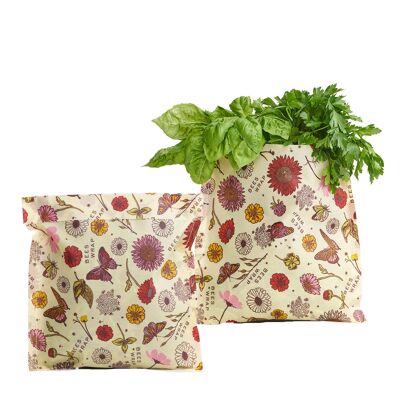 Bee's Wrap - Confezione da 2 sacchetti - Meadow Magic VEGAN