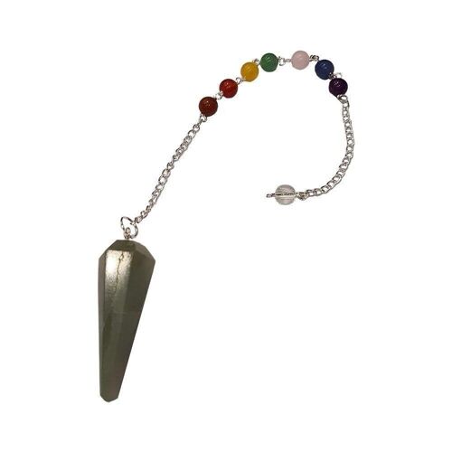Pendulum with 7 Chakra Beaded Chain, Green Aventurine