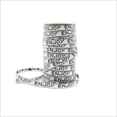 Festival-Armbandjes  lint - Enjoy – wit-zwart-20 meter