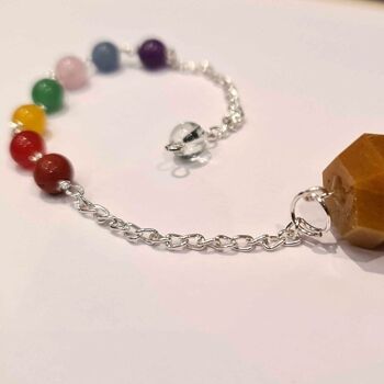 Pendule avec Chaîne Perlée 7 Chakras, Aventurine Jaune 4