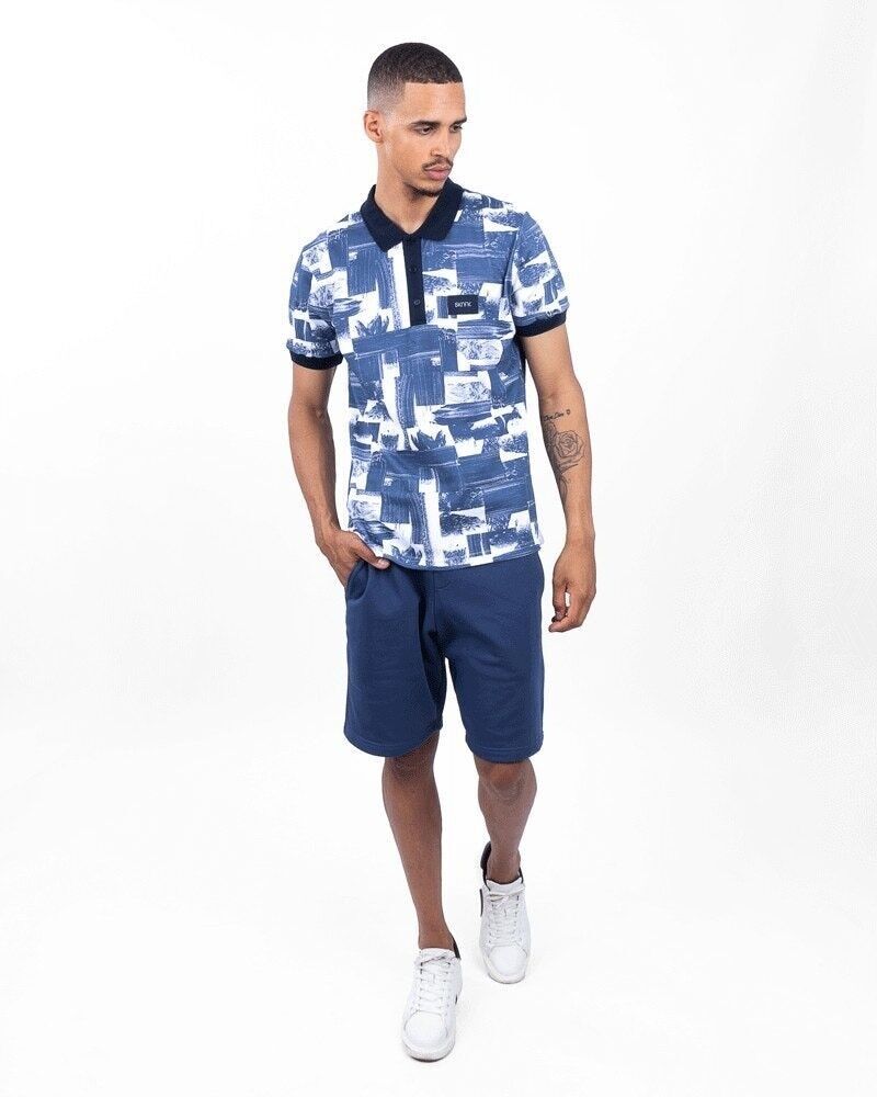 Polo in tela blu navy