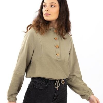 Hoodie Cardi Armeegrün