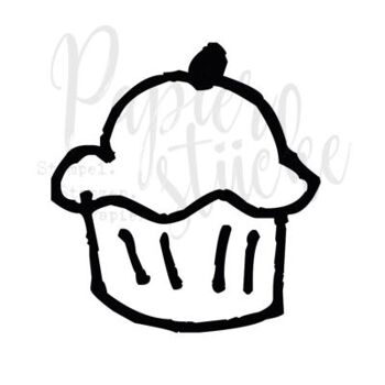 Cupcake - 1 pouce, tampon en caoutchouc non monté uniquement 1