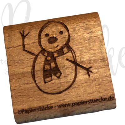 Wooden stamp: snowman