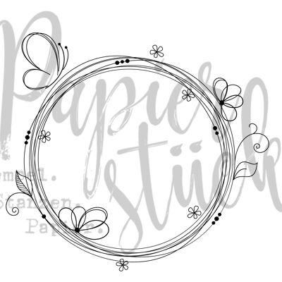 Spring Wreath - 2 inch, unmounted rubber stamp only