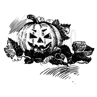 Halloween Pumpkin - 3 inch, unmounted rubber stamp only