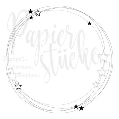 Squiggles with stars - 2 inch, unmounted rubber stamp only