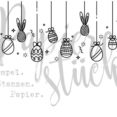 Easter garland - 4 inch, unmounted rubber stamp only