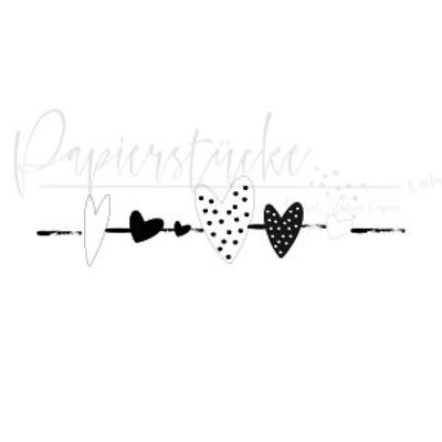 Heart garland 1 - 3 inches, only rubber stamp unmounted