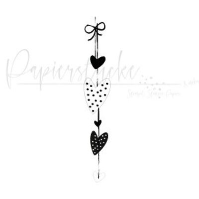 Heart garland 2 - 3 inches, only rubber stamp unmounted