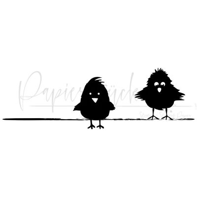 Birds on string - 1.5 inch, unmounted rubber stamp only