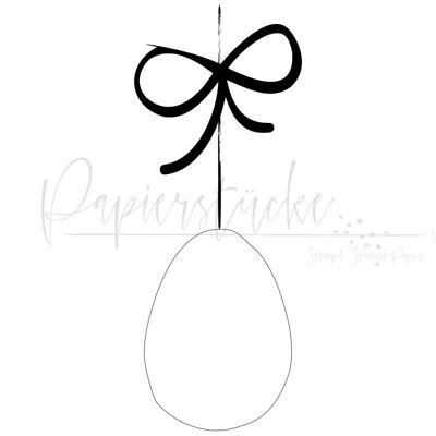 Easter egg with bow - 0.5 inch, unmounted rubber stamp only