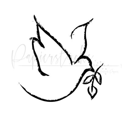 Dove of peace - charity action - 2 inch, only unmounted rubber stamp