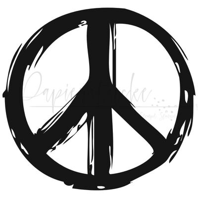 Peace sign - charity action - 2 inch, only unmounted rubber stamp