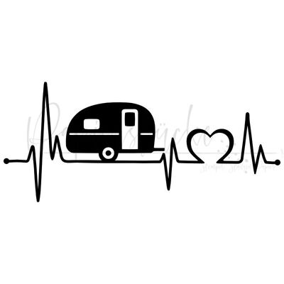 Camping Heartbeat - 1 inch, unmounted rubber stamp only