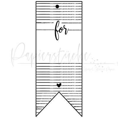Gift tag "for"... - 1.5x2 inch (3.8x100mm), rubber stamp only, unmounted