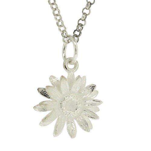 Sterling Silver Sunflower Pendant with 18" Trace Chain and Presentation Box