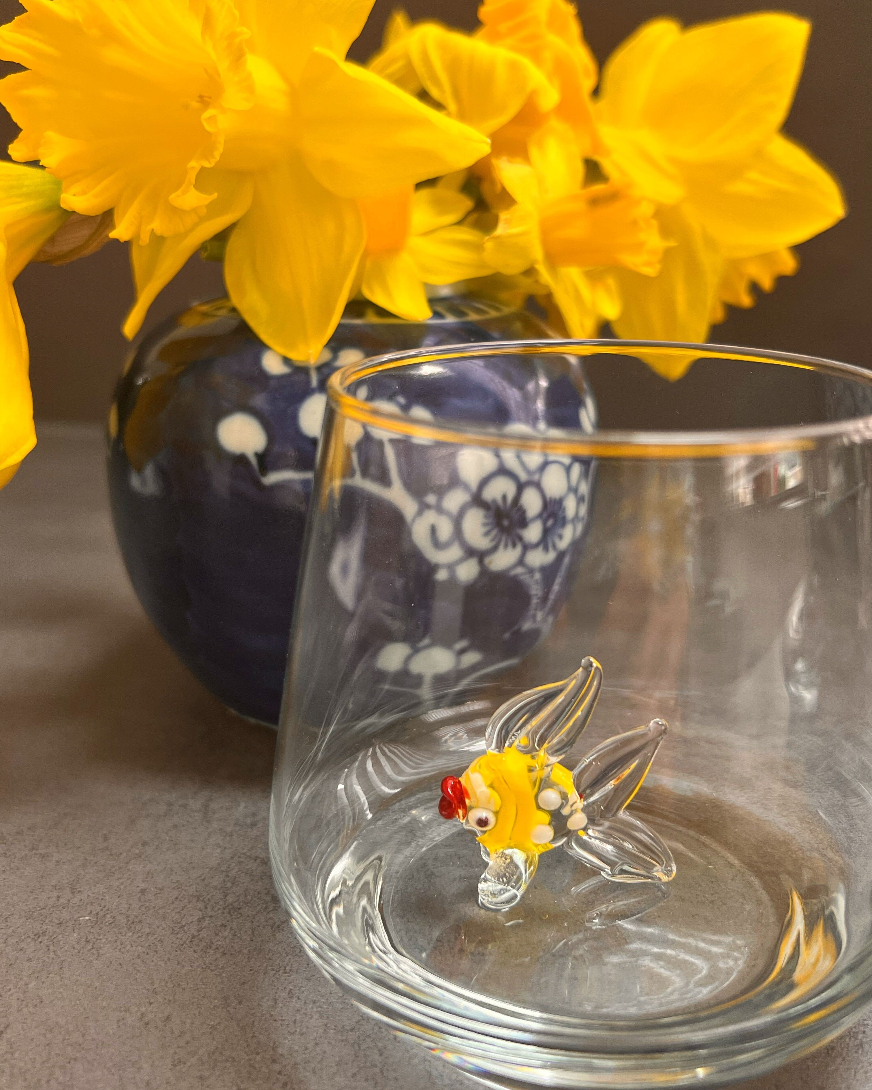 Bicchiere d'acqua di murano Pesce giallo