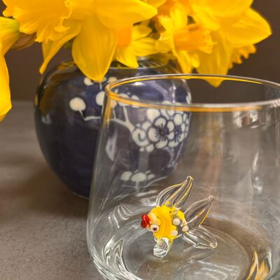 Water glass murano Yellow fish