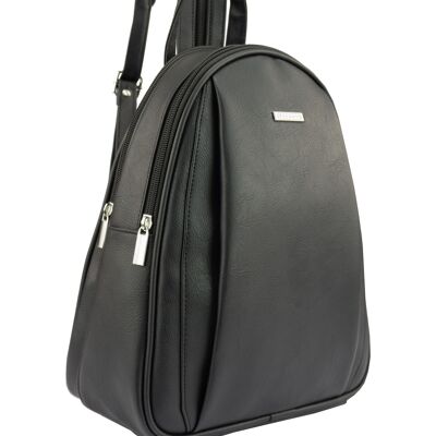 Backpack "Modena" with 2 main zip compartments in black