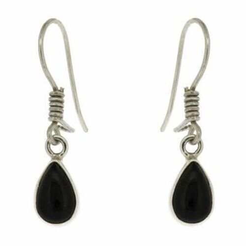 Small Teardrop Onyx Earrings and Presentation Box