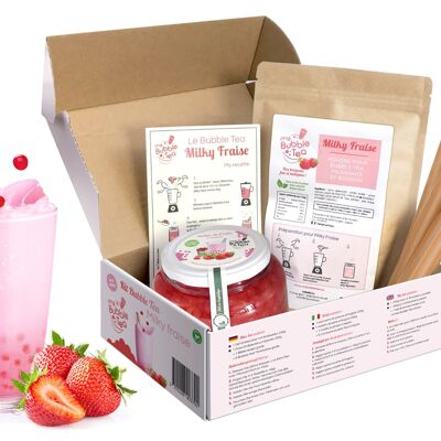 Kit de té de burbujas de fresa lechosa