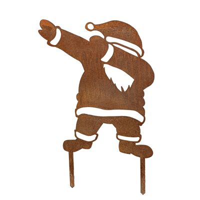 MM Steel Styles Funny Santa Claus Garden Stake - décoration antirouille facile à insérer en acier corten de haute qualité - décoration de jardin / décoration de Noël rouille
