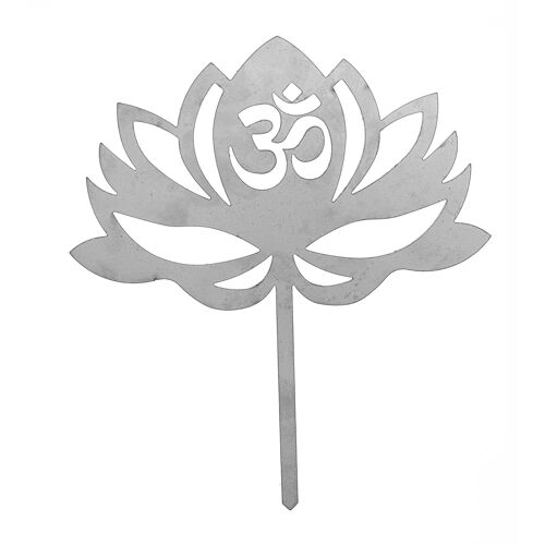 MM Steel Styles Edelstahl Lotusblume (mit Om-Zeichen) Beetstecker- Edelstahldeko für Beet, Blumentopf - Gartendeko Meditation/ Yoga