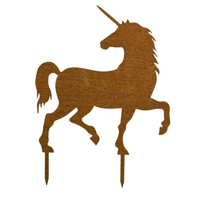 MM Steel Styles patina unicorn garden stake - easy to insert rust decoration made of high quality Corten steel for garden, terrace - garden decoration rust