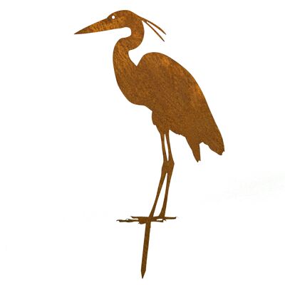 MM Steel Styles patina heron garden stake - easy to insert rust decoration made of high-quality Corten steel for garden, pond - garden decoration rust