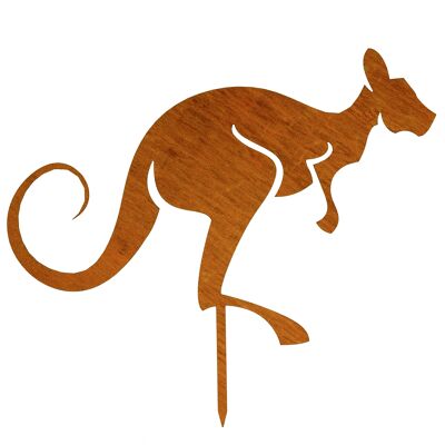 Piquet de jardin kangourou patiné MM Steel Styles - Décoration rouille facile à insérer en acier Corten de haute qualité pour jardin, terrasse - Décoration de jardin rouille