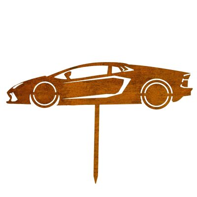 Piquet de jardin pour voiture de sport patiné MM Steel Styles - Décoration rouille facile à insérer en acier Corten de haute qualité pour jardin, terrasse - Décoration de jardin rouille