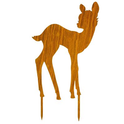 MM Steel Styles patina fawn garden stake - easy to insert rust decoration made of high quality Corten steel for garden, terrace - garden decoration rust