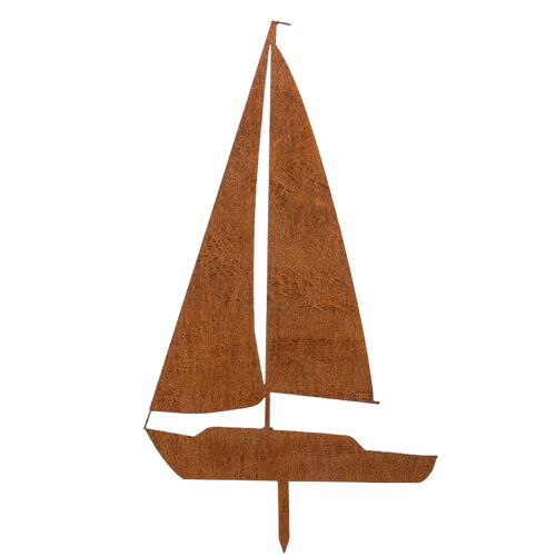 MM Steel Styles Edelrost Segelboot Gartenstecker-einfach einsteckbare Rostdeko aus hochwertigem Cortenstahl für Garten, Teich - Gartendeko rost