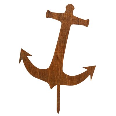 MM Steel Styles patina anchor garden stake - easy to insert rust decoration made of high-quality corten steel for garden, pond - garden decoration rust