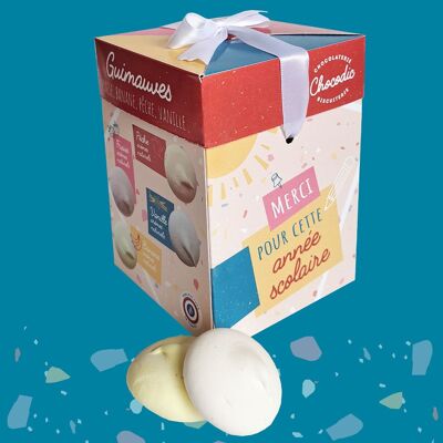 CHOCODIC - MAXI CUBE MARSHMALLOW GIFT BOX - END OF SCHOOL YEAR SCHOOL GIFT to offer Teacher, Teacher or ATSEM