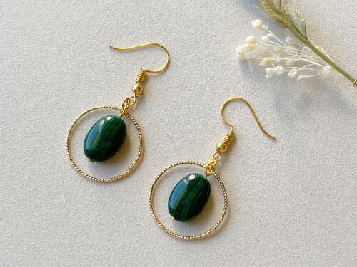 Boucles d'oreilles Laïa - Malachite