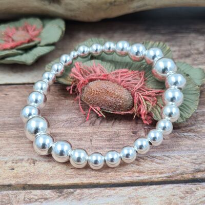 Bracelet perles 10-8-7 et 6mm en argent 925