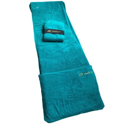 Telo spa & benessere 3in1 - swellfeel®towel BASIC - self-care - asciugamano - S/M (fino a 180 cm di altezza); 200x65cm - Turchese Smeraldo (Aquaton nobile)