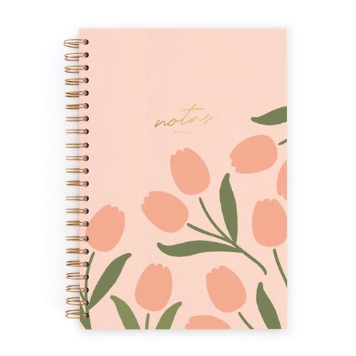 Cuaderno L. Tulipanes pink. Puntos