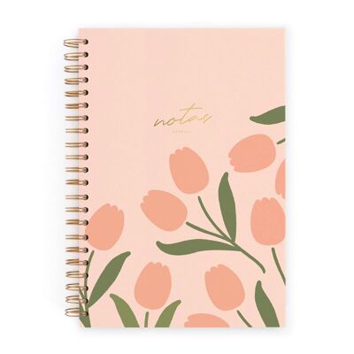 Notebook L. Pink tulips. Points
