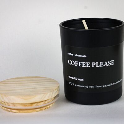 Coffee Please - Soy Candle Black Jar + Wood Lid I 200 ml