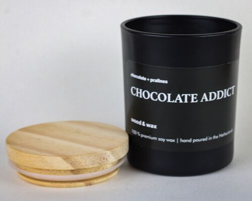 Chocolate Addict  - Soy Candle Black Jar + Wood Lid 200 ml