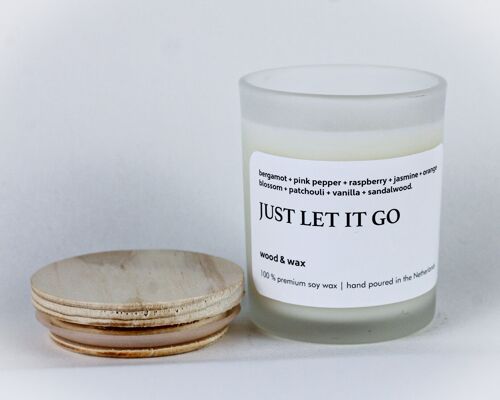 Just Let it Go -Soy Candle White Jar + Wood Lid 200 ml