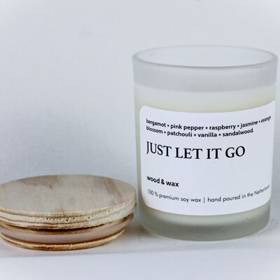 Just Let it Go - Vela de Soja Tarro Blanco + Tapa Madera 200 ml